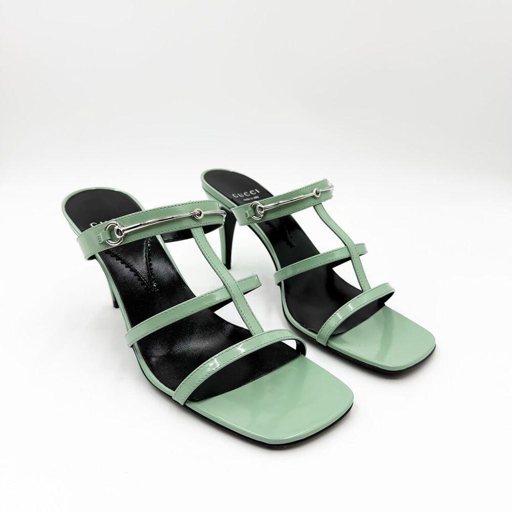 Gucci Horsebit Regent Slim Sandals Patent Leather Strappy Heels - Picture 2 of 12